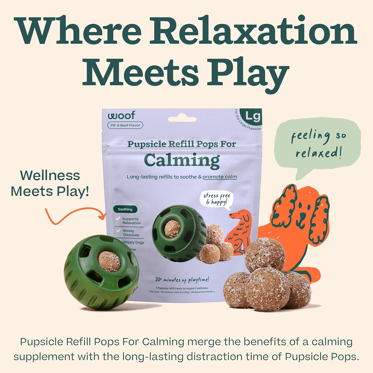 Pupsicle Calming Starter Kit - Pupsicle and Calming Pops Bundle - Long-Lasting Interactive Dog Toy - 10 Refills with Thiamine, Tryptophan, Passion Flower for Medium and Large Dogs 25-75 Lbs