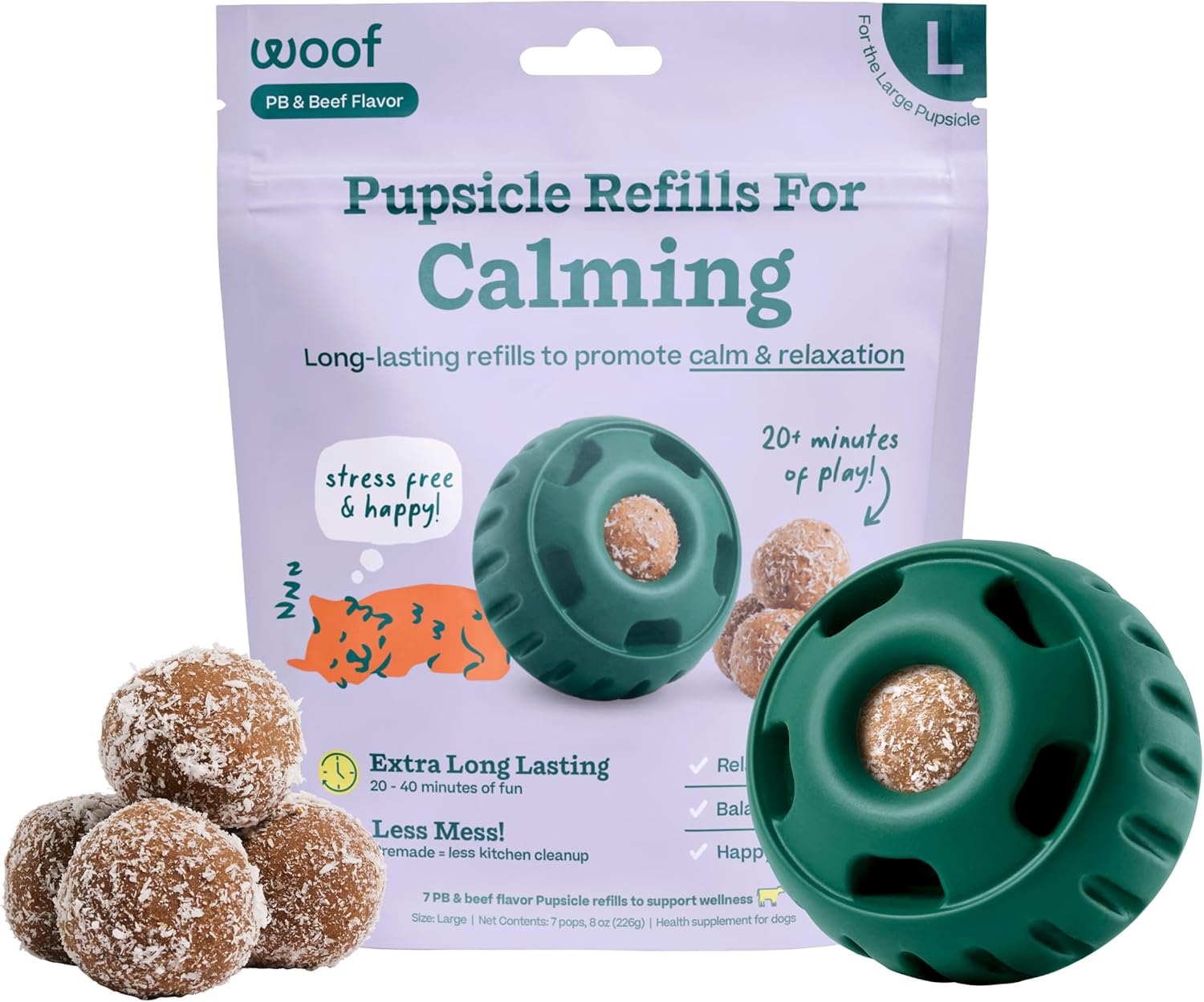 Pupsicle Calming Starter Kit - Pupsicle and Calming Pops Bundle - Long-Lasting Interactive Dog Toy - 10 Refills with Thiamine, Tryptophan, Passion Flower for Medium and Large Dogs 25-75 Lbs
